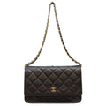 Chanel Black Tamless Classic Caviar Chain Wallet Shoulder Bag