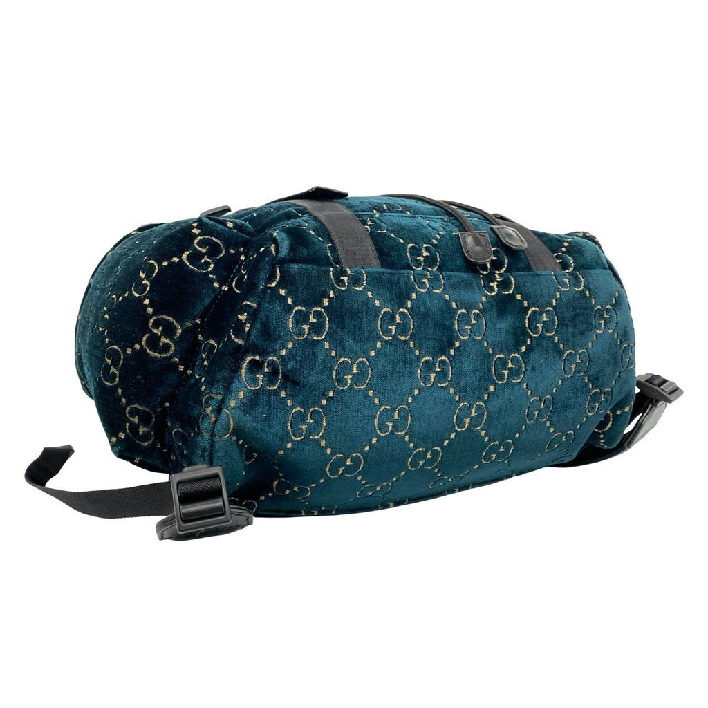 Gucci GG Velvet Velour Leather Backpack Green Black — view 7