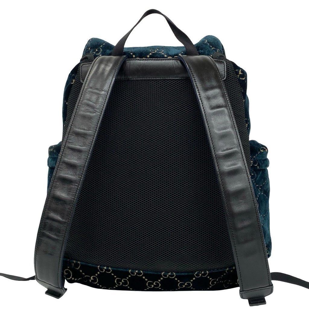 Gucci GG Velvet Velour Leather Backpack Green Black — view 3