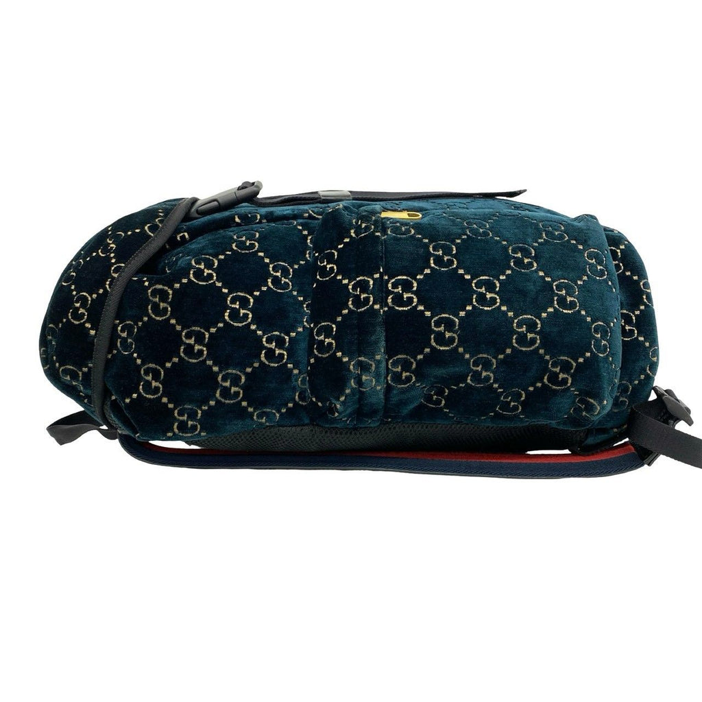 Gucci GG Velvet Velour Leather Backpack Green Black — view 5