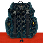Gucci GG Velvet Velour Leather Backpack Green Black