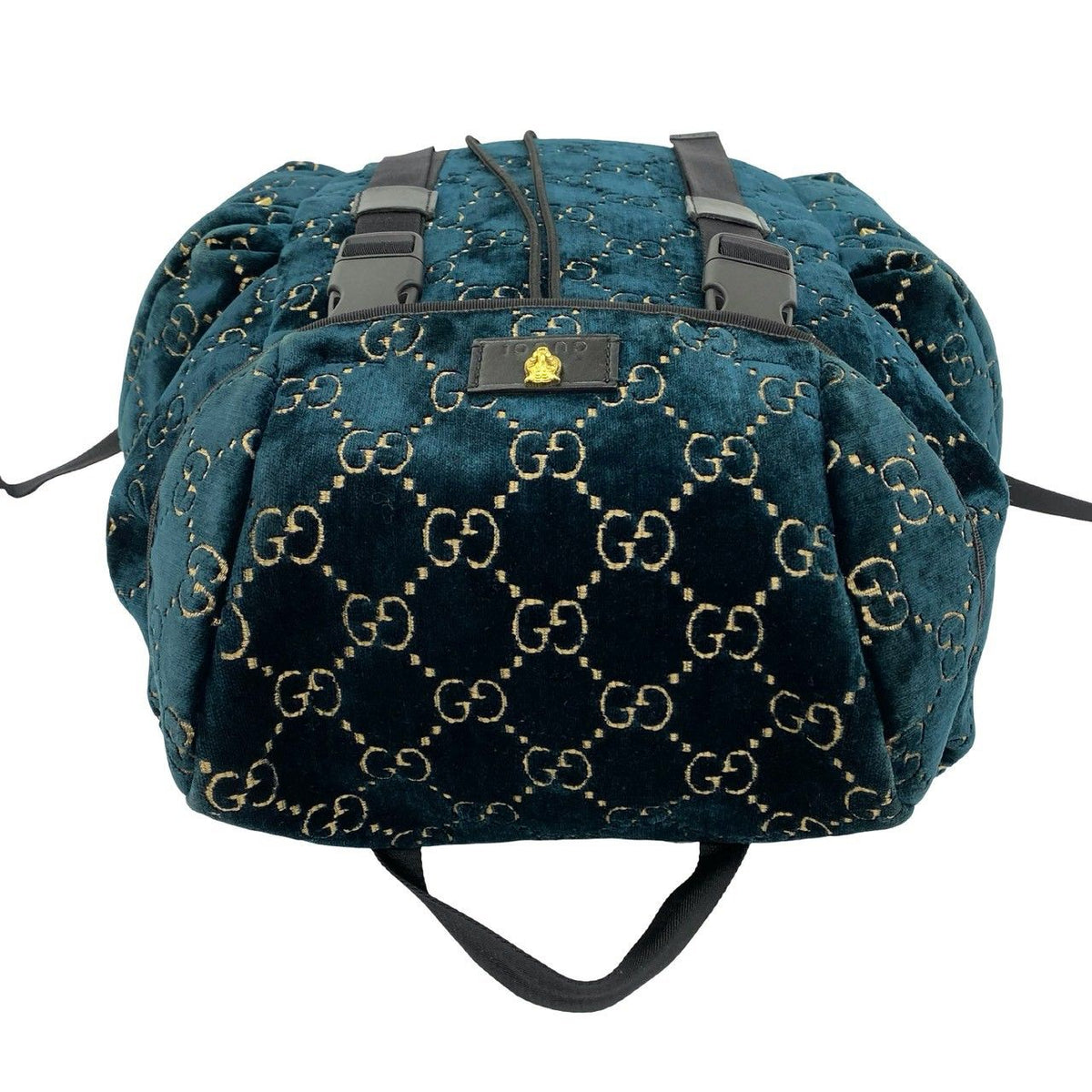 Gucci GG Velvet Velour Leather Backpack Green Black — view 4