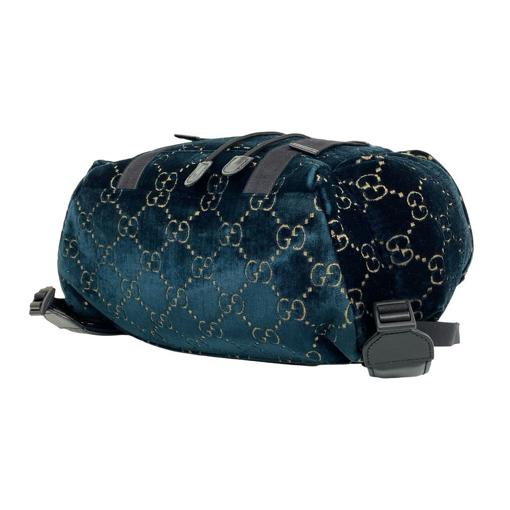 Gucci GG Velvet Velour Leather Backpack Green Black — view 8
