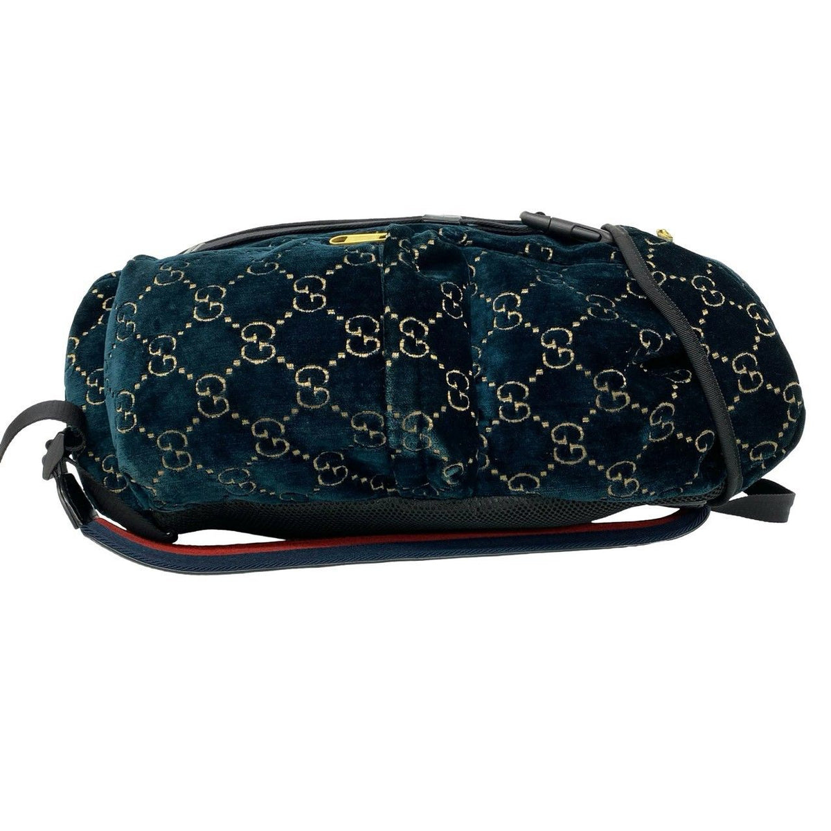 Gucci GG Velvet Velour Leather Backpack Green Black — view 6