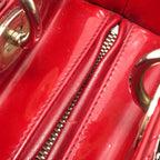 Dior Cannage Lady Dior Handbag Medium Red S Patent Leather Silver — view 6