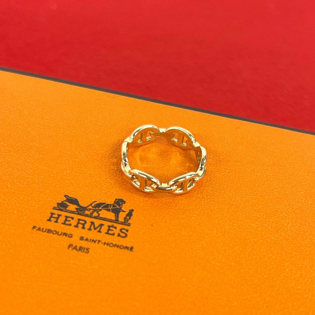 Hermes Enchainee 54 Pink Gold Ring