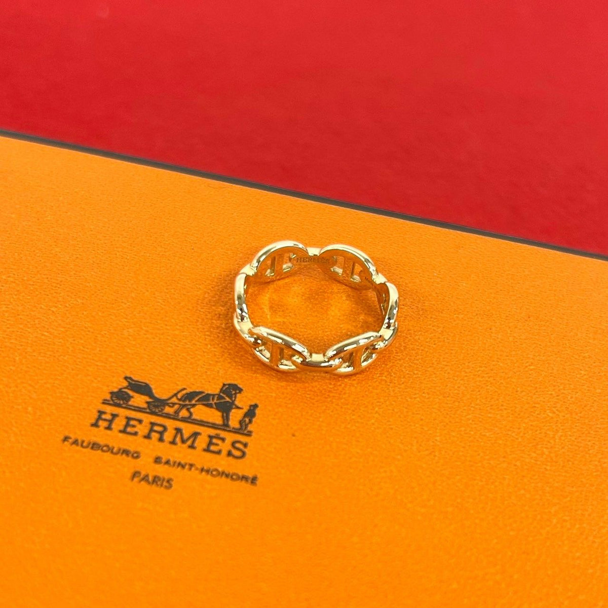 Hermes Enchainee 54 Pink Gold Ring