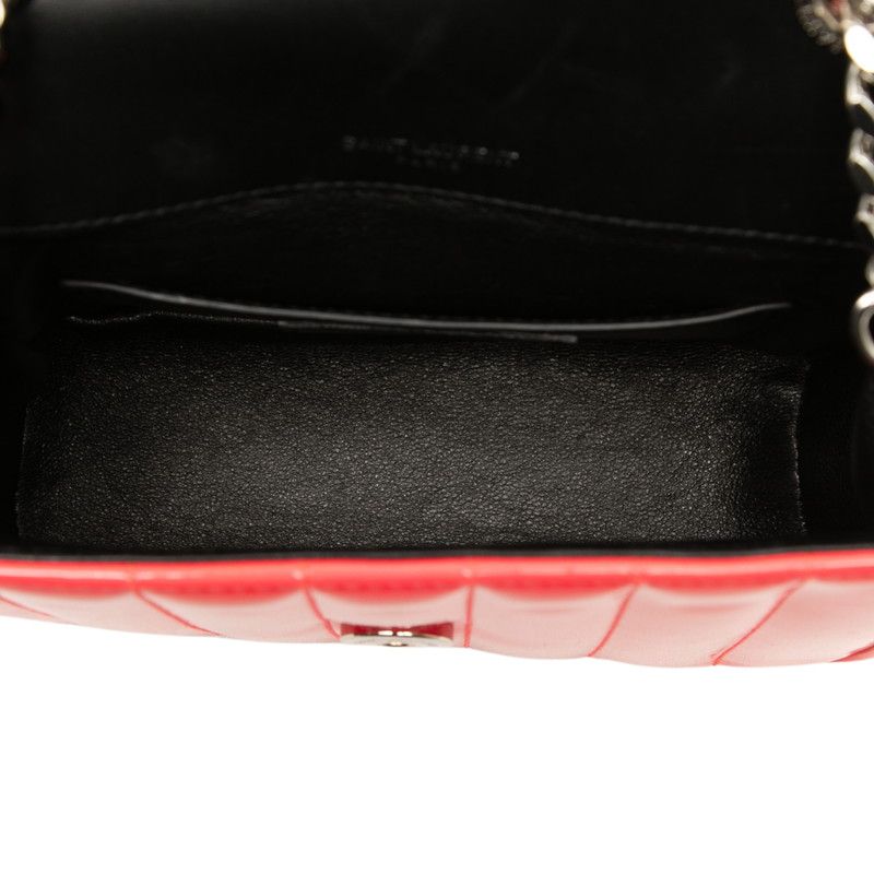 Saint Laurent YSL Logo Viki Small Crossbody Chain Shoulder Bag Pink Patent — view 4
