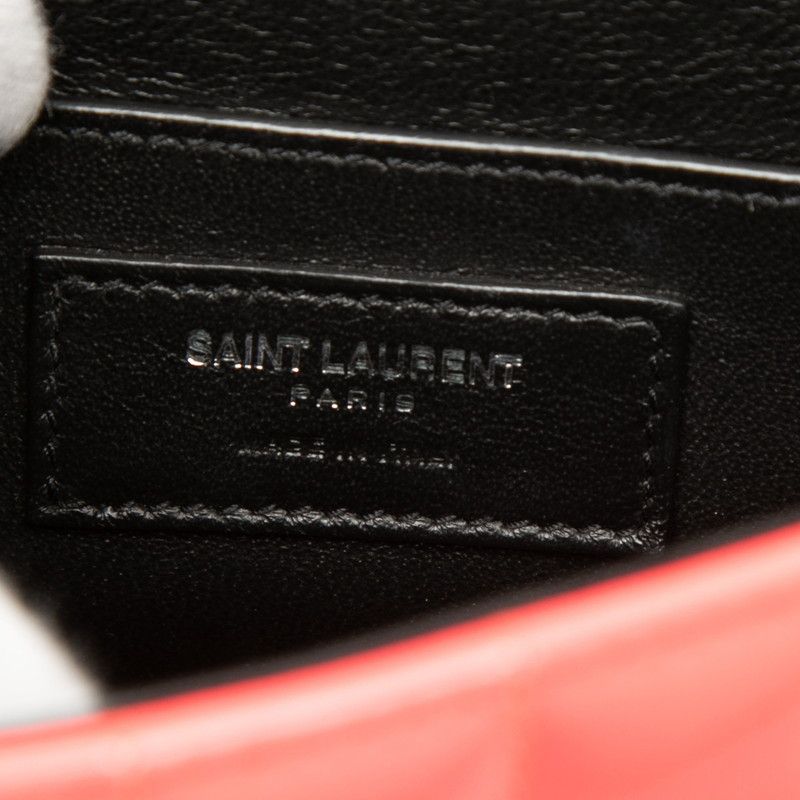 Saint Laurent YSL Logo Viki Small Crossbody Chain Shoulder Bag Pink Patent — view 5