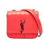 Saint Laurent YSL Logo Viki Small Crossbody Chain Shoulder Bag Pink Patent