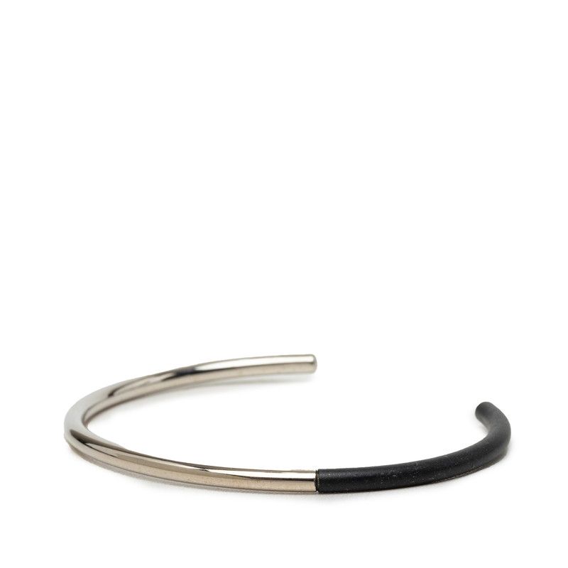 Dior Bangle Silver Black Metal Rubber Bracelet — view 2