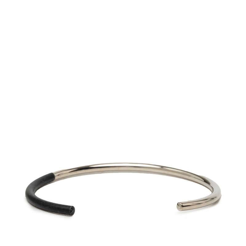 Dior Bangle Silver Black Metal Rubber Bracelet — view 3