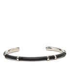 Dior Bangle Black Silver Leather Metal Bracelet