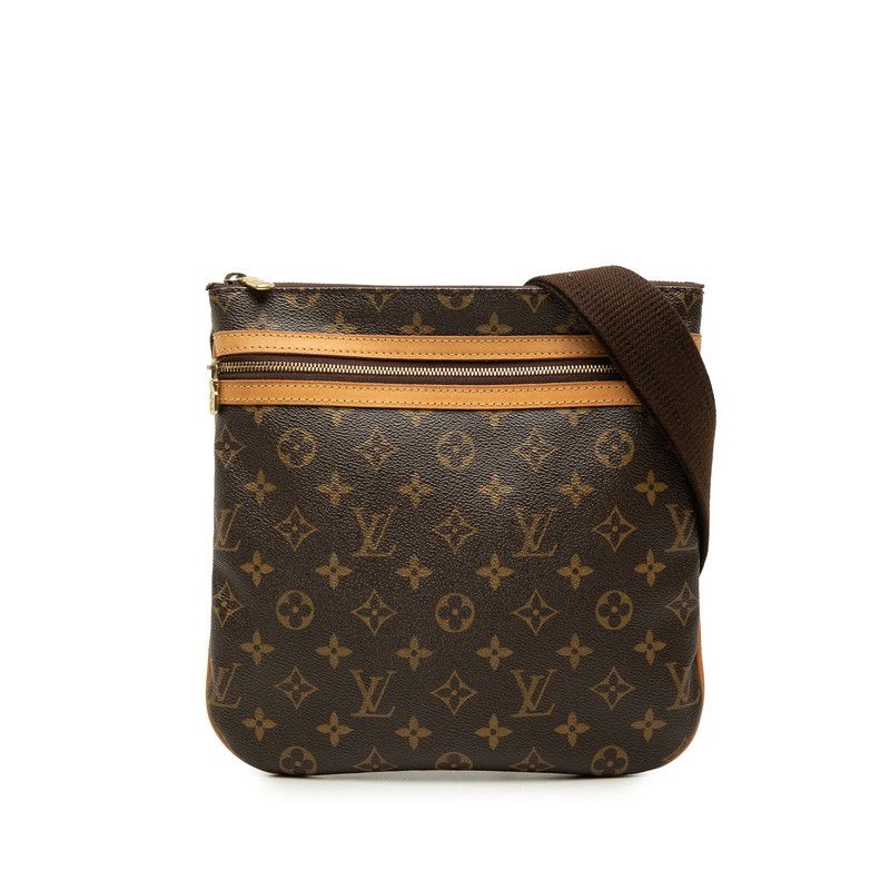 Louis Vuitton Monogram Pochette Bosphore Crossbody Shoulder Bag Brown Leather