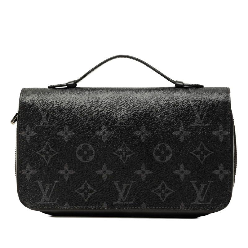 Louis Vuitton Monogram Eclipse Zippy XL Zip Around Wallet Second Black Leather