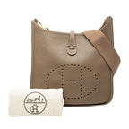 Hermes Evelyne 3 PM Crossbody Shoulder Bag Etoupe Gold Taurillon Clemence — view 7