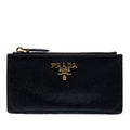 Prada Saffiano Fragment Case Coin Purse Black Leather
