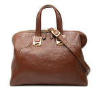 Fendi Chameleon Shoulder Bag Brown Leather