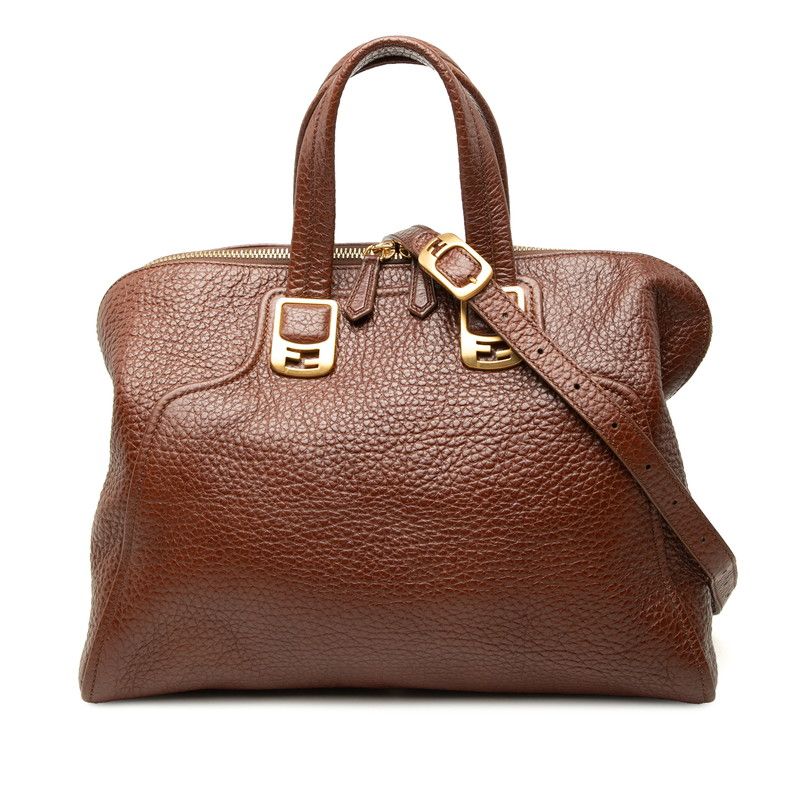 Fendi Chameleon Shoulder Bag Brown Leather