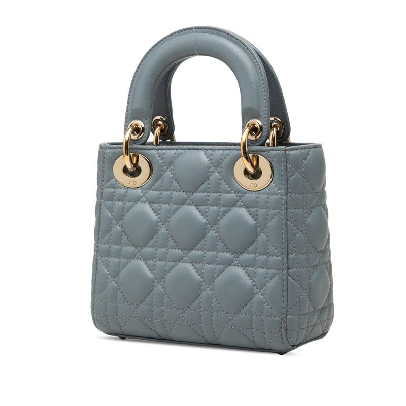 Dior Cannage Lady Dior Mini 2-Way Shoulder Bag 15 BO Blue Leather — view 2