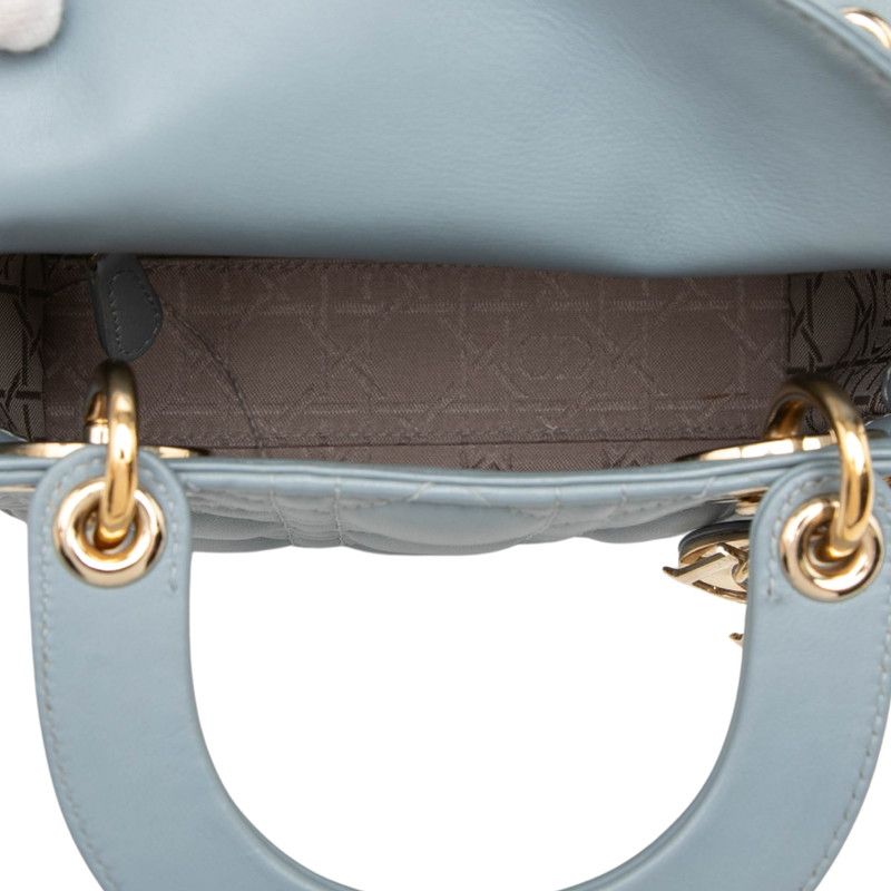 Dior Cannage Lady Dior Mini 2-Way Shoulder Bag 15 BO Blue Leather — view 4