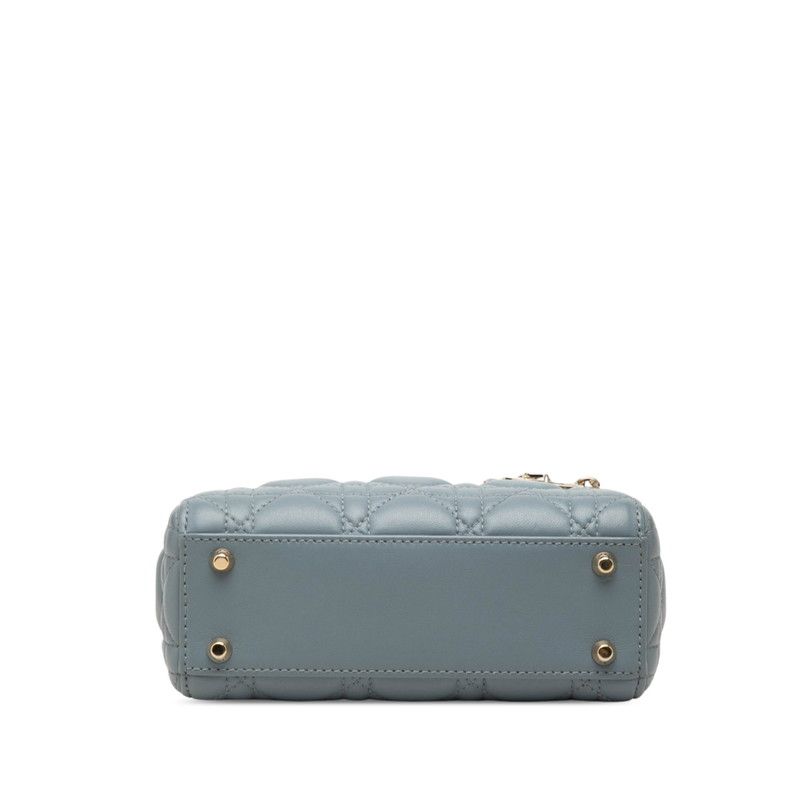 Dior Cannage Lady Dior Mini 2-Way Shoulder Bag 15 BO Blue Leather — view 3