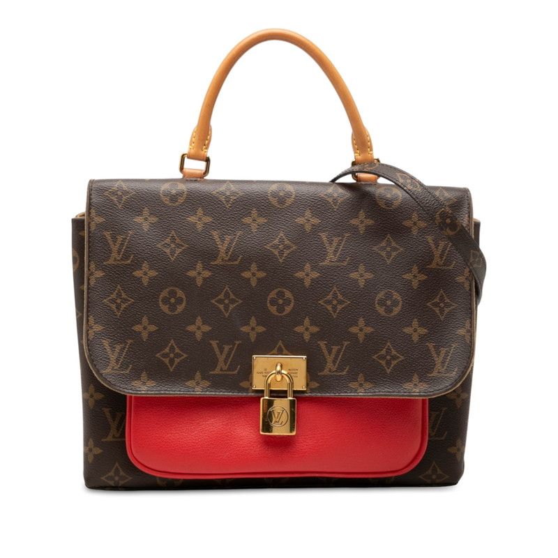 Louis Vuitton Monogram Marignan 2-Way Shoulder Bag Brown Coquelicot Leather