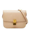 Celine Classic Box Crossbody Shoulder Bag Beige Leather