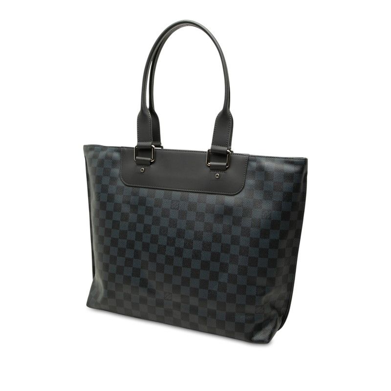 Louis Vuitton Damier Cobalt Cabas Voyage Tote Bag Navy Black Leather — view 2