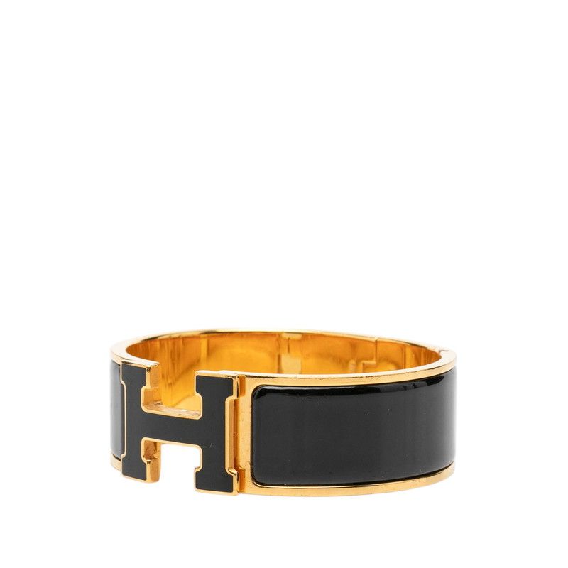 Hermes Clic Clac PM Enamel Bracelet Bangle Gold Black Plated — view 2