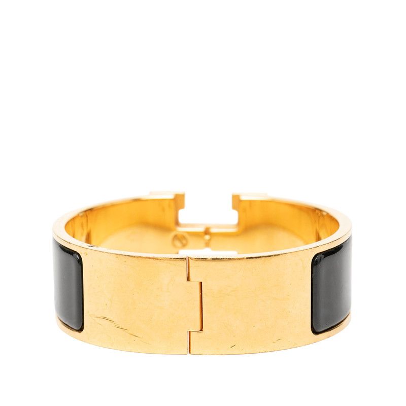 Hermes Clic Clac PM Enamel Bracelet Bangle Gold Black Plated — view 3