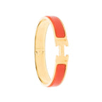 Hermes Clic H GM Enamel Bracelet Bangle Gold Orange Red Plated — view 4