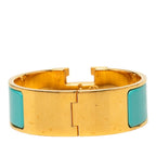 Hermes Clic Clac H PM Bracelet Bangle Gold Blue Plated Enamel — view 3