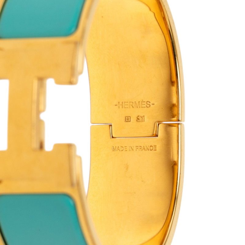 Hermes Clic Clac H PM Bracelet Bangle Gold Blue Plated Enamel — view 4