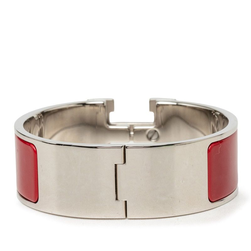 Hermes Clic Clac H PM Bracelet Bangle Silver Red Metal Enamel — view 3