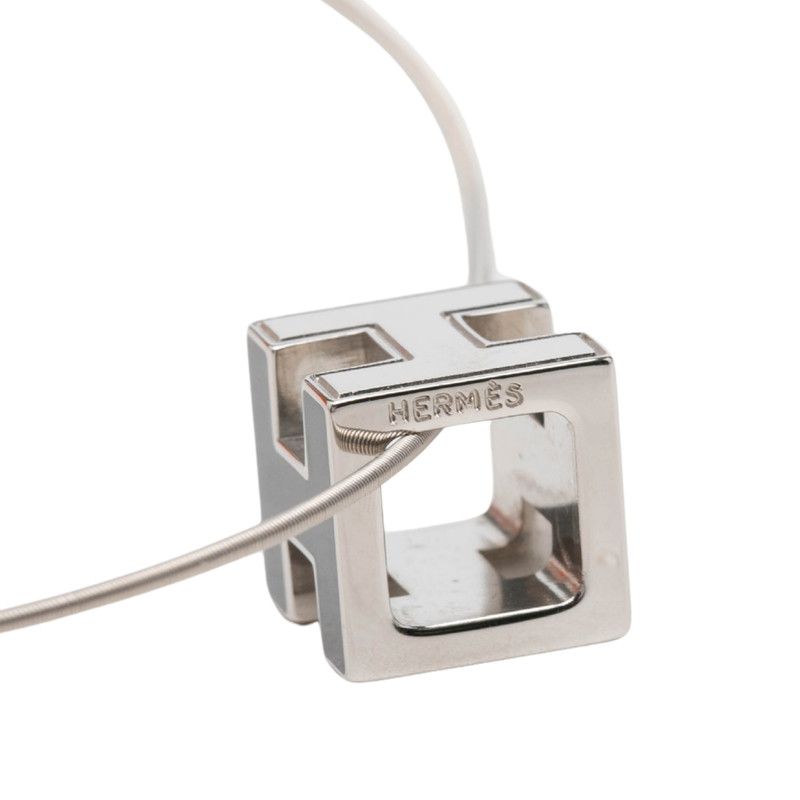 Hermes Cage D'h Cube Chain Pendant Silver Black Metal — view 3