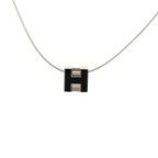 Hermes Cage D'h Cube Chain Pendant Silver Black Metal