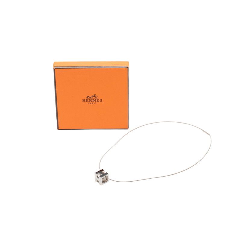 Hermes Cage D'h Cube Chain Pendant Silver Black Metal — view 6