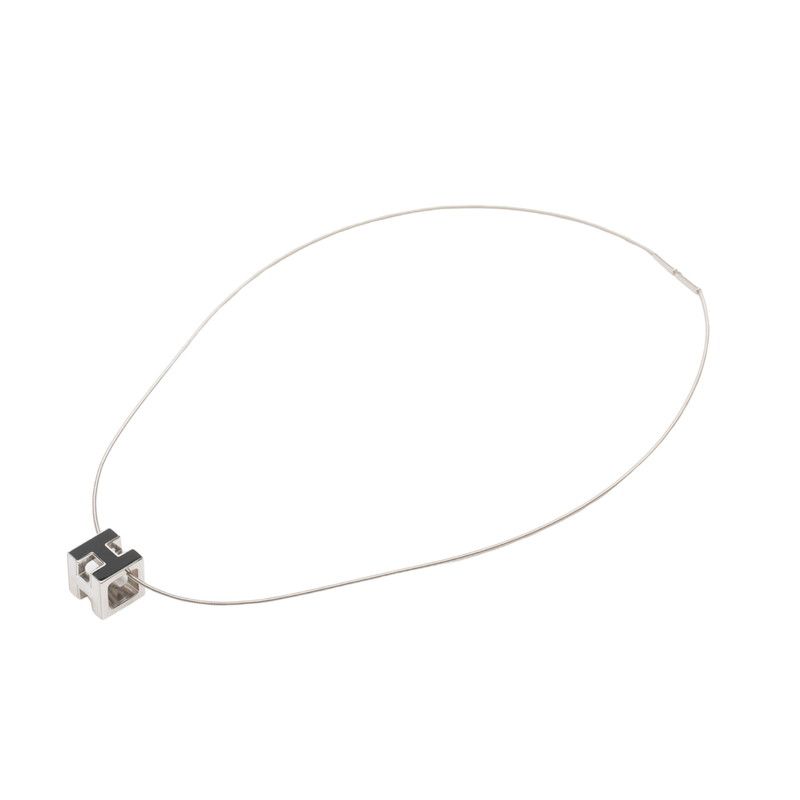 Hermes Cage D'h Cube Chain Pendant Silver Black Metal — view 2