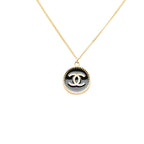Chanel CC Logo Chain Pendant 01P Stamp Gold Black Plated