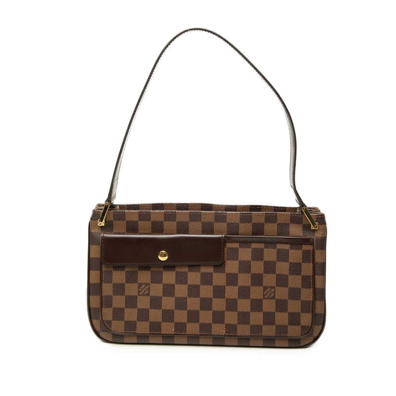 Louis Vuitton Damier Aubagne Shoulder Bag Brown Leather