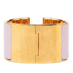 Hermes Clic Clac H PM Extra Wide Enamel Bracelet Bangle Gold Pink Plated — view 3