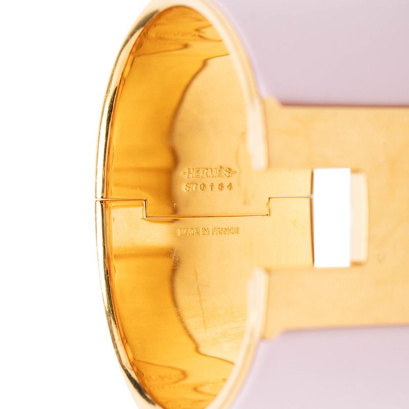 Hermes Clic Clac H PM Extra Wide Enamel Bracelet Bangle Gold Pink Plated — view 4