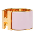 Hermes Clic Clac H PM Extra Wide Enamel Bracelet Bangle Gold Pink Plated — view 2