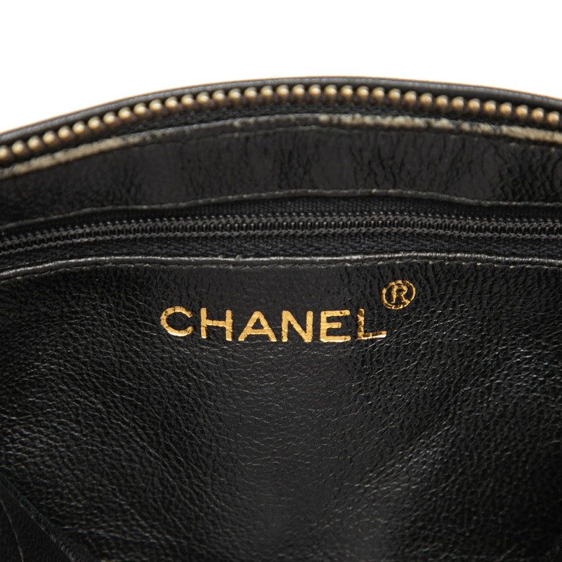 Chanel CC Logo Quilted Tassel Chain Shoulder Bag Black Gold Lambskin — view 5