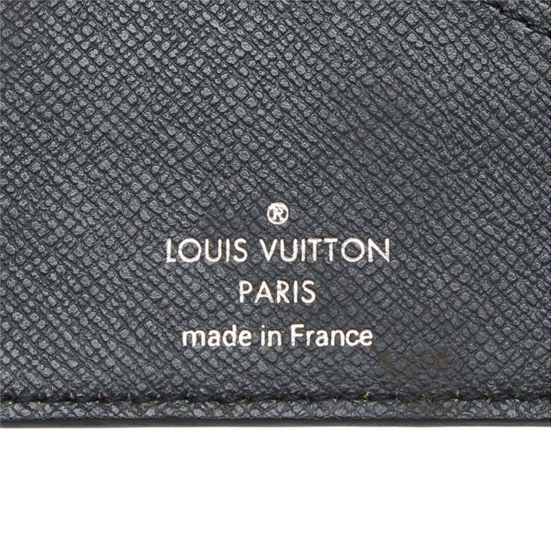 Louis Vuitton Taiga Portefeuille Wallet Billfold Black Leather — view 7