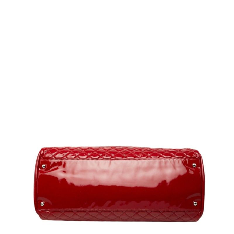 Chanel CC Logo Quilted Mademoiselle Tote Shoulder Bag Red Patent — view 3