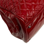 Chanel CC Logo Quilted Mademoiselle Tote Shoulder Bag Red Patent — view 5