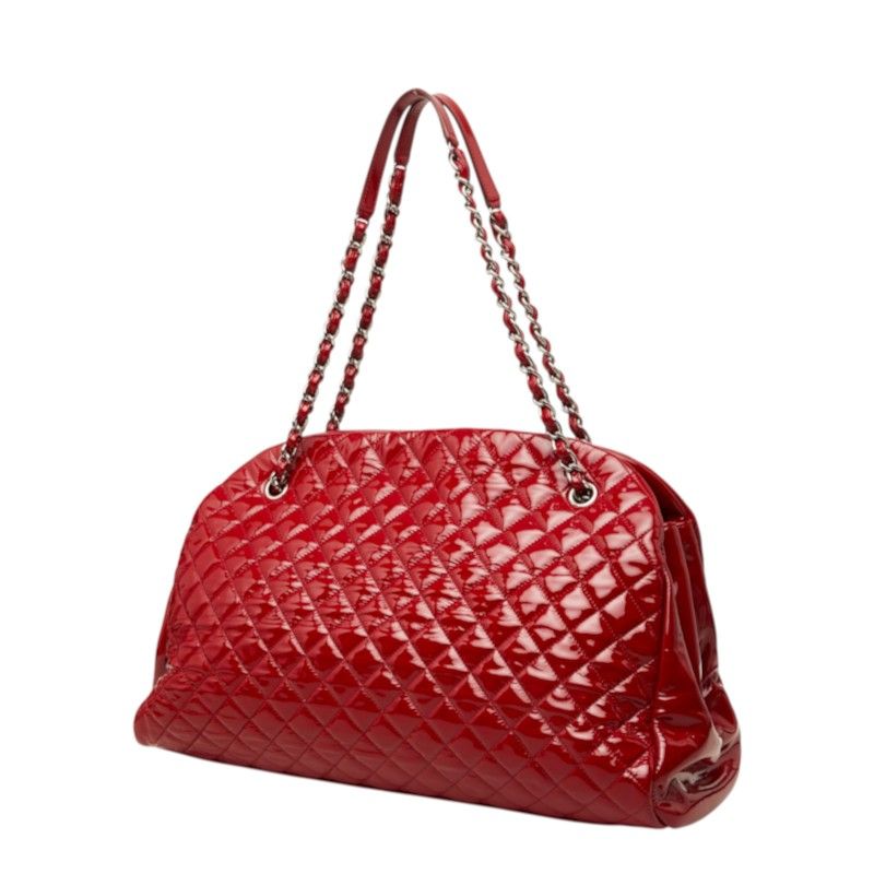 Chanel CC Logo Quilted Mademoiselle Tote Shoulder Bag Red Patent — view 2