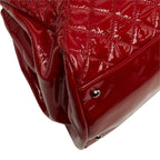 Chanel CC Logo Quilted Mademoiselle Tote Shoulder Bag Red Patent — view 7
